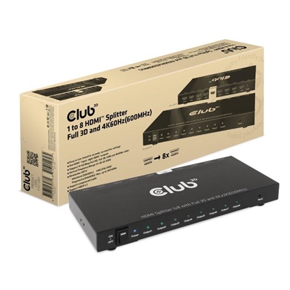 Изображение I/O VIDEO SPLITTER HDMI 8PORT/3D 4K 60HZ CSV-1383 CLUB3D
