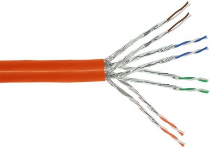 Изображение InLine Kabel instalacyjny S/FTP, PiMF, Cat.7a, AWG23, 1200MHz, halogen free, pomaraczowy, 50m (77050I)