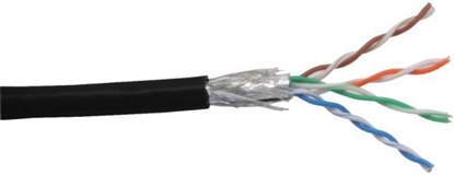 Attēls no InLine Patchcord sieciowy SF/UTP, Cat.5e, AWG26, CCA, PVC, czarny, 100m (72099S)