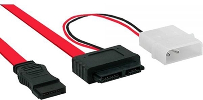 Attēls no InLine SATA - SATA Slimline + Molex, 0.4m, Czerwony (29608)