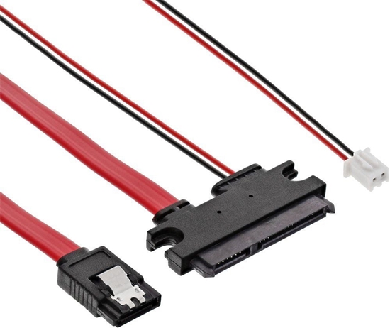 Picture of InLine SATA 15-pin - Molex x2, 0.35m, Czerwony (29695B)