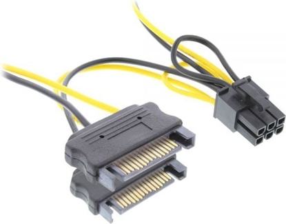 Attēls no InLine SATA 15-pin - PCIe 6-pin, 0.15m, óty (26628B)