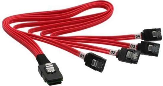 Picture of InLine SFF 8087 - SATA x4, 0.5m, Czerwony (27620)