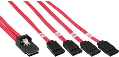 Attēls no InLine SFF 8087 - SATA x4, 0.75m, Czerwony (27610)