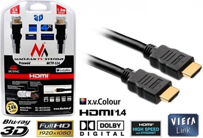 Attēls no Kabel Maclean HDMI - HDMI 1.8m czarny (MCTV-524-1,8m)