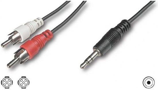 Изображение Kabel Techly Jack 3.5mm - RCA (Cinch) x2 0.5m czarny (504402)