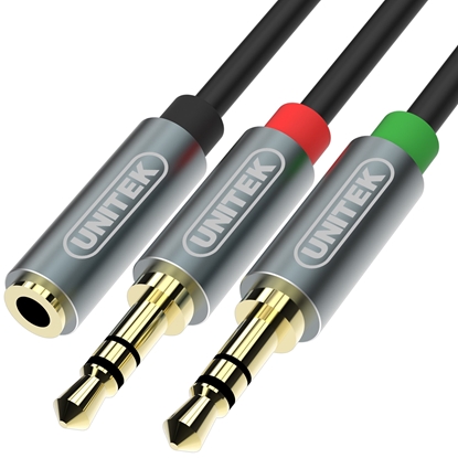 Picture of Kabel Unitek Jack 3.5mm - Jack 3.5mm x2 0.2m srebrny (Y-C957ABK)