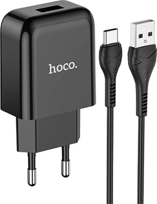 Attēls no Kabel USB adowarka Sieciowa 2.1A + Kabel USB-USB-C Hoco N2 czarna
