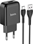 Picture of Kabel USB adowarka Sieciowa 2.1A + Kabel USB-USB-C Hoco N2 czarna