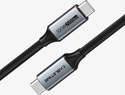 Attēls no Kabel USB Cabletime USB-C - USB-C 2 m Czarno-srebrny (CA914234)