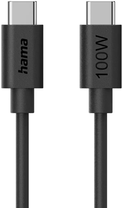 Attēls no Kabel USB Hama KABEL USB-C - USB-C 100W 1,2M, CZARNY