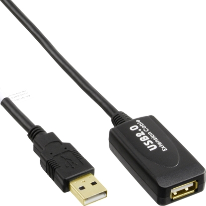 Attēls no Kabel USB InLine USB-A - USB-A 7.5 m Czarny (34607I)