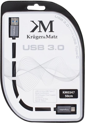Attēls no Kabel USB Kruger&Matz USB-A - USB-C 1 m Czarny (KM0348)
