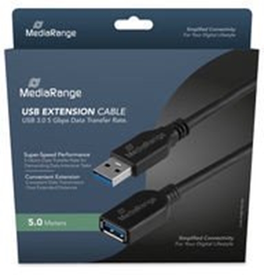 Изображение Kabel USB MediaRange USB-A - USB-A 5 m Czarny (MRCS241)