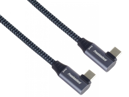 Attēls no Kabel USB PremiumCord USB-C 2x zakrzywiony kabel ( USB 3.2 GEN 2x2, 5A, 100W, 20Gbit/s ) baweniany oplot, dugo: 0,5m