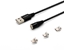 Attēls no Kabel USB Savio USB-A - USB-C + micro-B + Lightning 2 m Czarny Magnetyczny (CL-155)