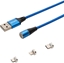 Picture of Kabel USB Savio USB-A - USB-C + microUSB + Lightning 1 m Niebieski Magnetyczny (CL-154)