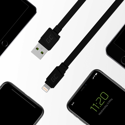 Attēls no Kabelis Green Cell USB-A Male - Lightning Male with Fast Charging 25cm Black