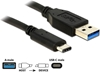 Picture of Kabelis USB3.1Gen2 AM  > Type-C™ M, 0.5m, melns, Delock
