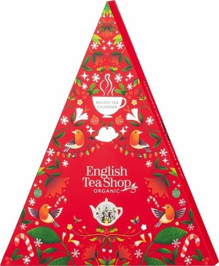 Изображение Kalendarz adwentowy English Tea Shop Czerwona choinka Bio 25 piramidek
