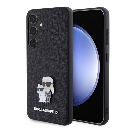 Picture of Karl Lagerfeld - Karl Lagerfeld PU Saffiano Metal Karl and Choupette Case for Samsung Galaxy S24 Black
