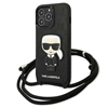 Picture of Karl Lagerfeld KLHCP13LCMNIPK iPhone 13 Pro / 13 6,1" hardcase czarny/black Leather Monogram Patch and Cord Iconik