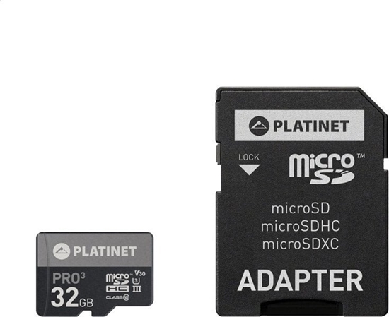 Picture of Karta Platinet Pro MicroSDHC 32 GB Class 10 UHS-III/U3 A1 V30 (PMMSD32UIII / 44003)