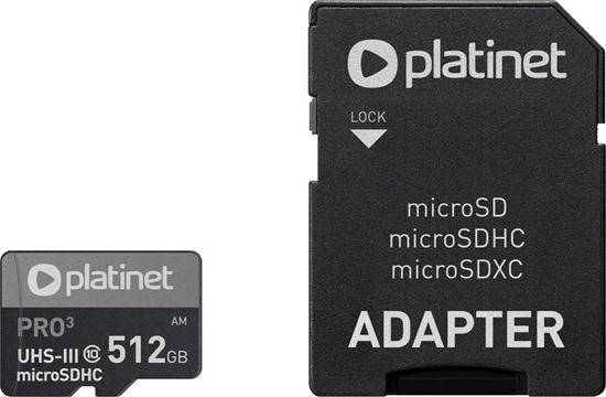 Picture of Karta Platinet Pro MicroSDXC 512 GB Class 10 UHS-III/U3 A2  (PMMSDX512UIII)