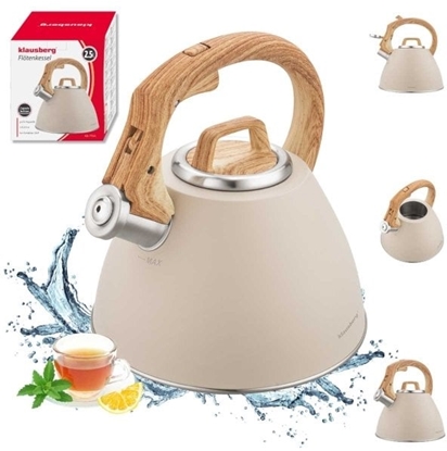 Изображение Klausberg CZAJNIK STALOWY Z GWIZDKIEM 2,5L KB-7954