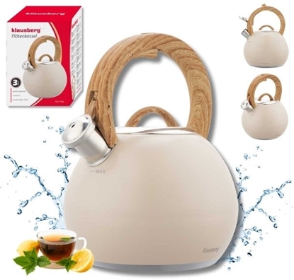 Изображение Klausberg CZAJNIK STALOWY Z GWIZDKIEM 3L KB-7956 BEOWY MAT