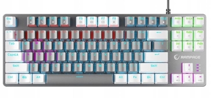 Attēls no Klawiatura Rampage Klawiatura gamingowa mechaniczna Snug RGB KRGD Red szaro-biaa