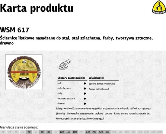Picture of Klingspor ciernica Listkowa Nasadzana 125mm WSM615 gr.240 (K254430)