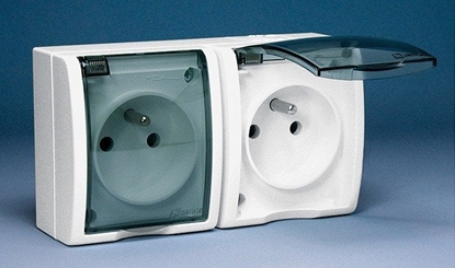 Picture of Kontakt-Simon Gniazdo hermetyczne podwójne AQUARIUS z/u 16A IP54 z klapk pen biae - AQGZ1-2/11