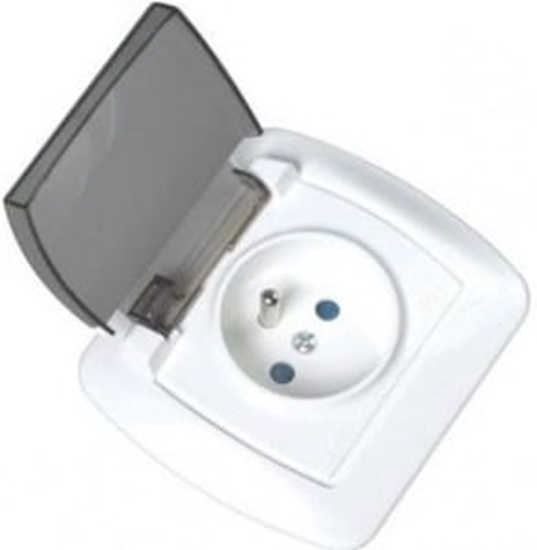 Picture of Kontakt-Simon Gniazdo hermetyczne pojedyncze AKORD z/u 16A IP44 z klapk dymn biae - AGZ1BE/11A