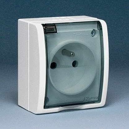 Picture of Kontakt-Simon Gniazdo hermetyczne pojedyncze AQUARIUS z/u 16A IP54 z klapk transparentn biae - AQGZ1/11a