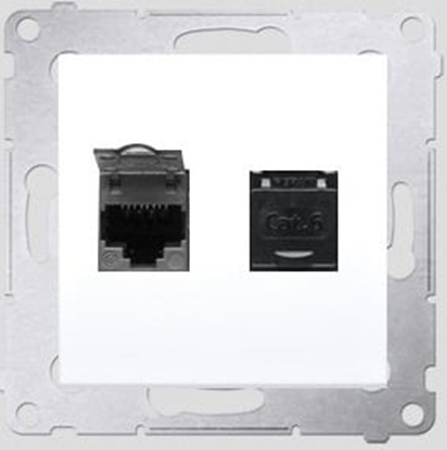 Picture of Kontakt-Simon Gniazdo komputerowe SIMON54 podwójne 2xRJ45 kat.6 z przeson biae - D62.01/11