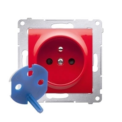 Picture of Kontakt-Simon Gniazdo pojedyncze DATA z/u 16A IP20 z kluczem uprawniajcym czerwone - DGD1.01/22