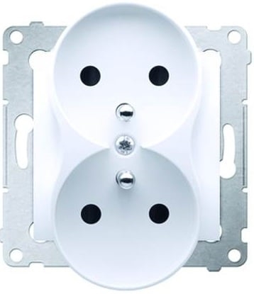Picture of Kontakt-Simon Gniazdo SIMON54 podwójne z/u 16A IP20 z przeson biae - DGZ2MZ.01/11