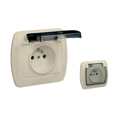 Picture of Kontakt-Simon Gniazdo wtyczkowe pojedyncze z klapk IP44 beowe - AGZ1BE/12A