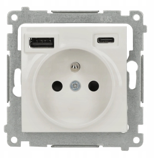 Picture of Kontakt-Simon Simon Gniazdo wtyczkowe z zintegrowan adowark USB C+A (modu), 2.1 A, 5 V DC, 230 V biay DGZ1ZUSB2CA.01/11