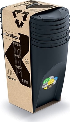 Attēls no Kosz na mieci Prosperplast do segregacji 3 x 35L czarny (IKWB35S3-S411)