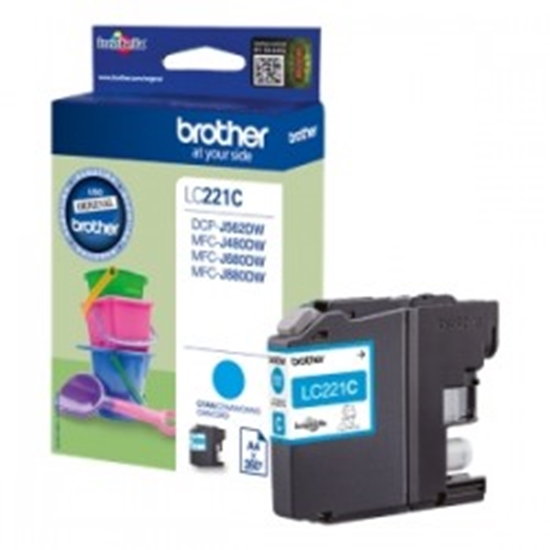 Picture of LC-221C Zilās tintes kasete 260lpp (DCPJ562DW, MFCJ480DW)