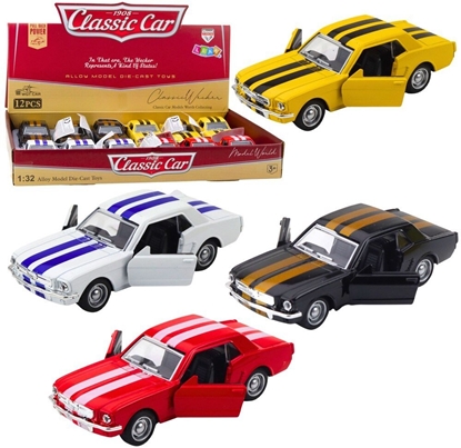 Изображение LeanToys Autko Klasyczne Z Napdem Pull-Back Metalowe Otwierane Drzwi 1:32 Mix