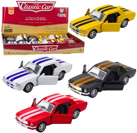 Изображение LeanToys Autko Klasyczne Z Napdem Pull-Back Metalowe Otwierane Drzwi 1:32 Mix