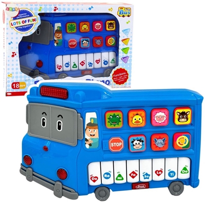 Picture of LeanToys Pianinko Elektryczne Edukacyjne Dla Malucha Autobus Niebieski