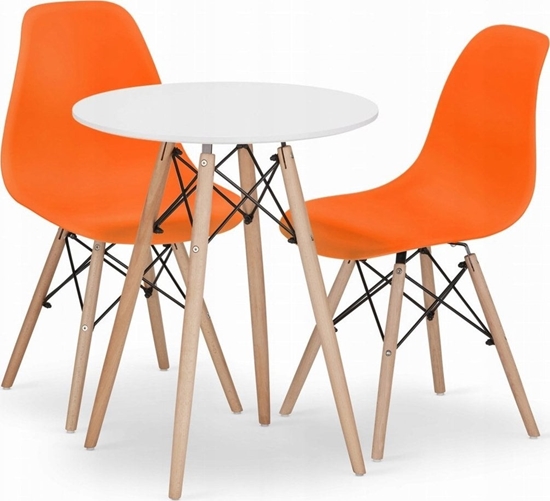 Picture of Leobert Zestaw stó okrgy TODI 60 biay + 2 krzesa OSAKA pomaraczowe