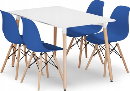 Attēls no Leobert Zestaw stó prostoktny ADRIA 120x80 biay + 4 krzesa OSAKA niebieskie