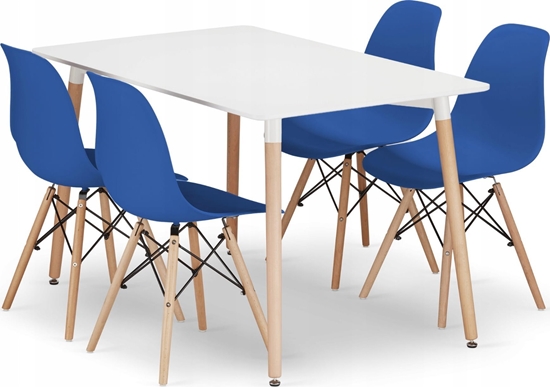 Picture of Leobert Zestaw stó prostoktny ADRIA 120x80 biay + 4 krzesa OSAKA niebieskie