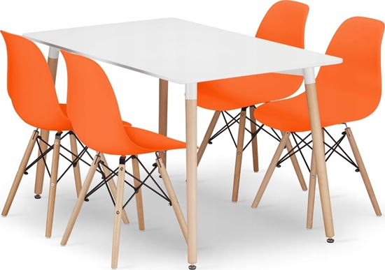Picture of Leobert Zestaw stó prostoktny ADRIA 120x80 biay + 4 krzesa OSAKA pomaraczowe