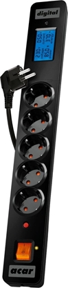 Изображение Listwa zasilajca Acar Digital przeciwprzepiciowa 5 gniazd 3 m czarna (W1659)